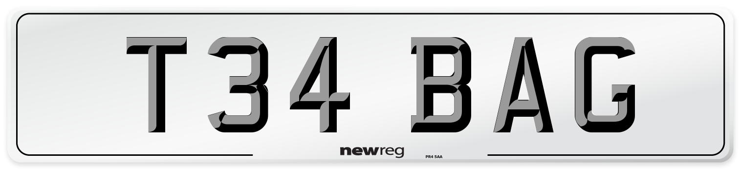 T34 BAG Number Plate from New Reg